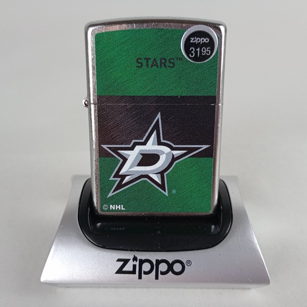 Brand New in Box Genuine Zippo NHL Hockey Dallas Stars Street Chrome